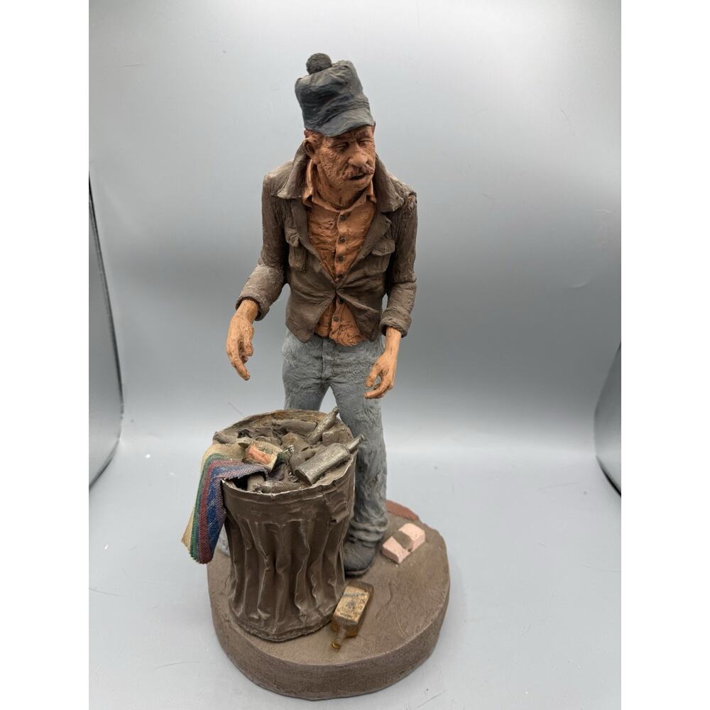 Michael Garman Street Scene Figurine Man Digging Trash Can Manitou Springs CO
